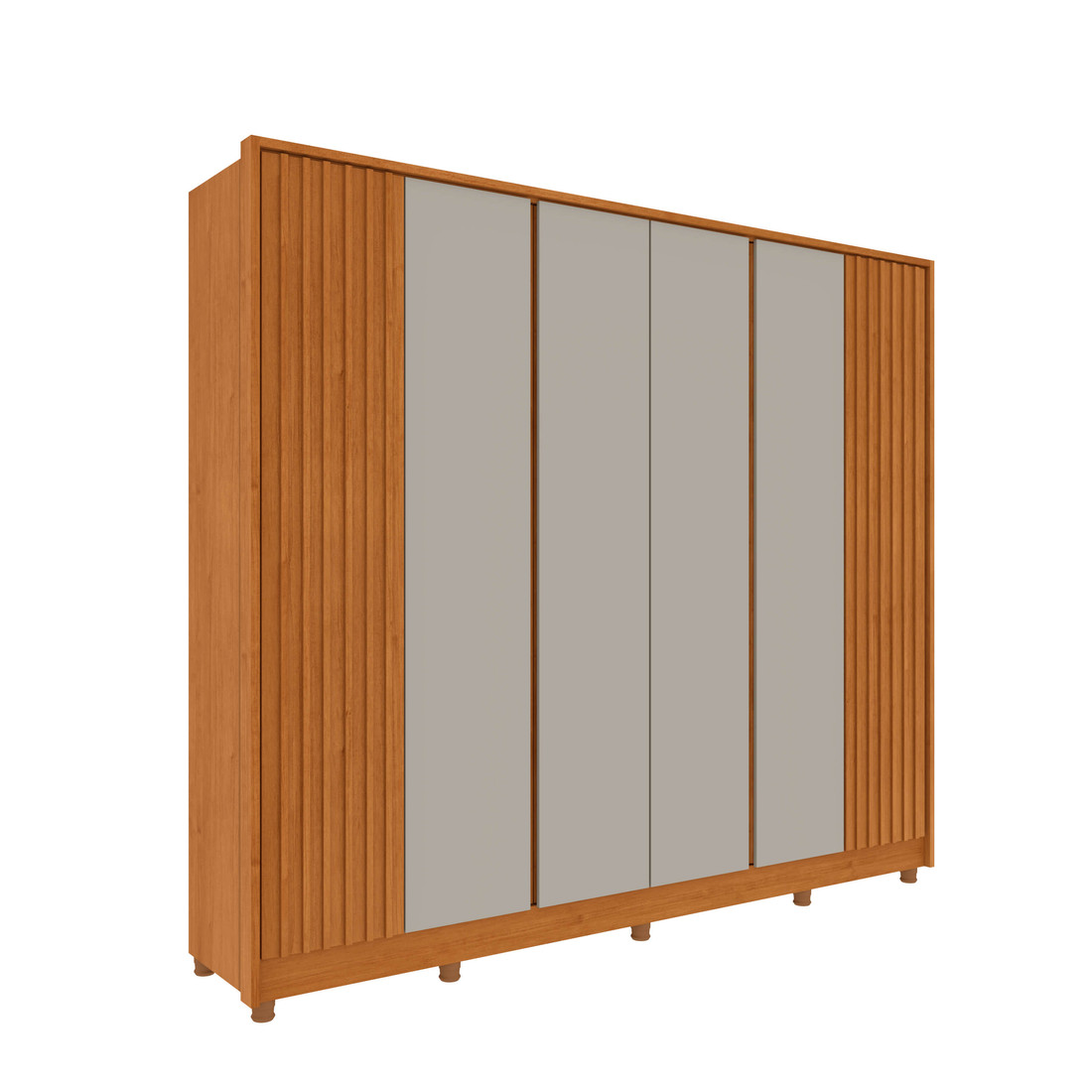 Guarda‑Roupa Casal Barcelona 6 Portas 6 Gavetas Ripado Cinamomo/Off White Guarda‑Roupa Casal Barcelona 6 Portas 6 Gavetas Ripado Cinamomo/Off White