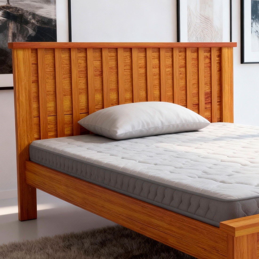 Cama Casal Versati 100% MDF Painel Ripado Bom Pastor - Naturall