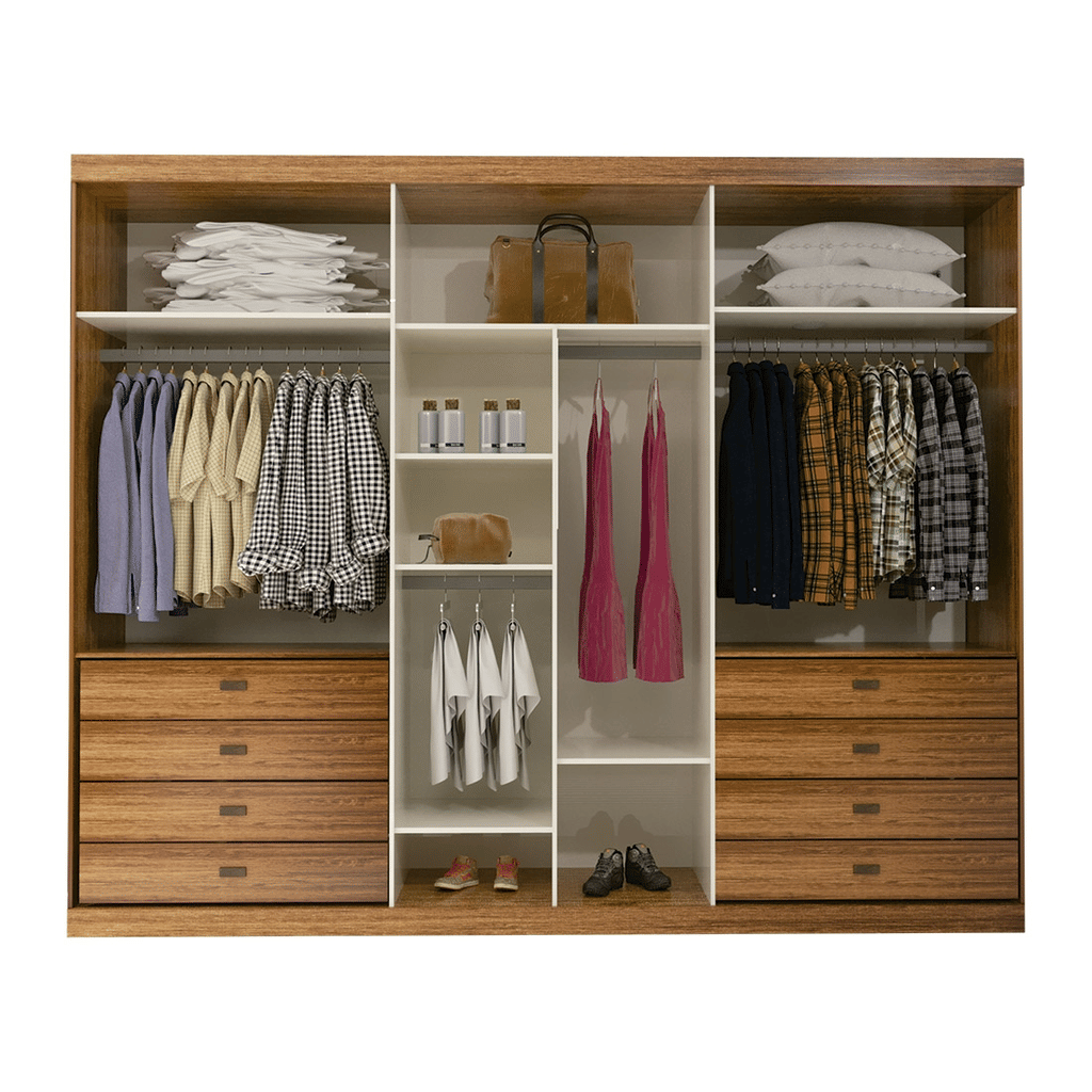 Guarda Roupa Casal Com Espelho 3 Portas de Correr em MDF Maximus Naturall - Bom Pastor  Guarda Roupa Casal Com Espelho 3 Portas de Correr em MDF Maximus Naturall - Bom Pastor