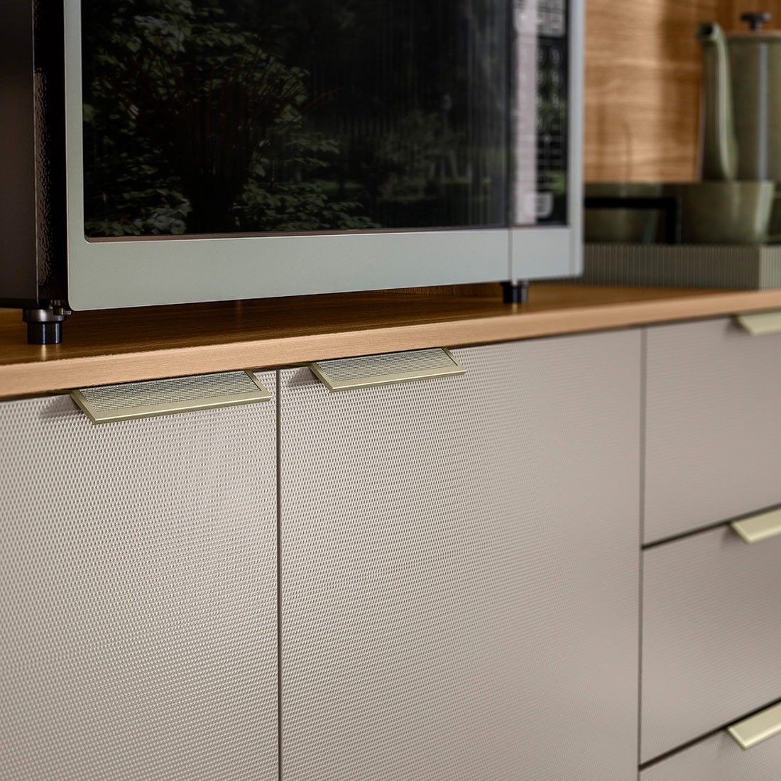 Kit Cozinha Compacta Pitaya 07 Portas e 2 Gavetas Demóbile - Amendoa/Nude Texturado Kit Cozinha Compacta Pitaya 07 Portas e 2 Gavetas Demóbile - Amendoa/Nude Texturado