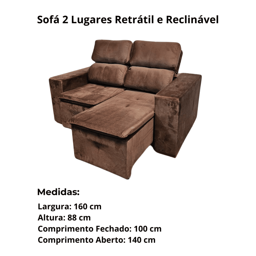 Sofá Retrátil e Reclinável Inovaflex Smart Milenium 2 Lugares Marrom Sofá Retrátil e Reclinável Inovaflex Smart Milenium 2 Lugares Marrom