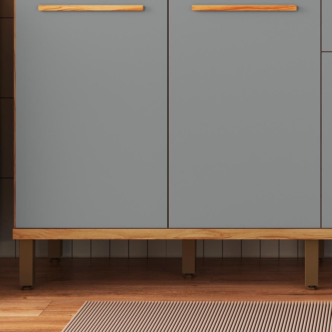 Kit de Cozinha Compacta 220 8 Portas 100% MDF Cecília Rio Doce - Amendoa/Cinza Kit de Cozinha Compacta 220 8 Portas 100% MDF Cecília Rio Doce - Amendoa/Cinza