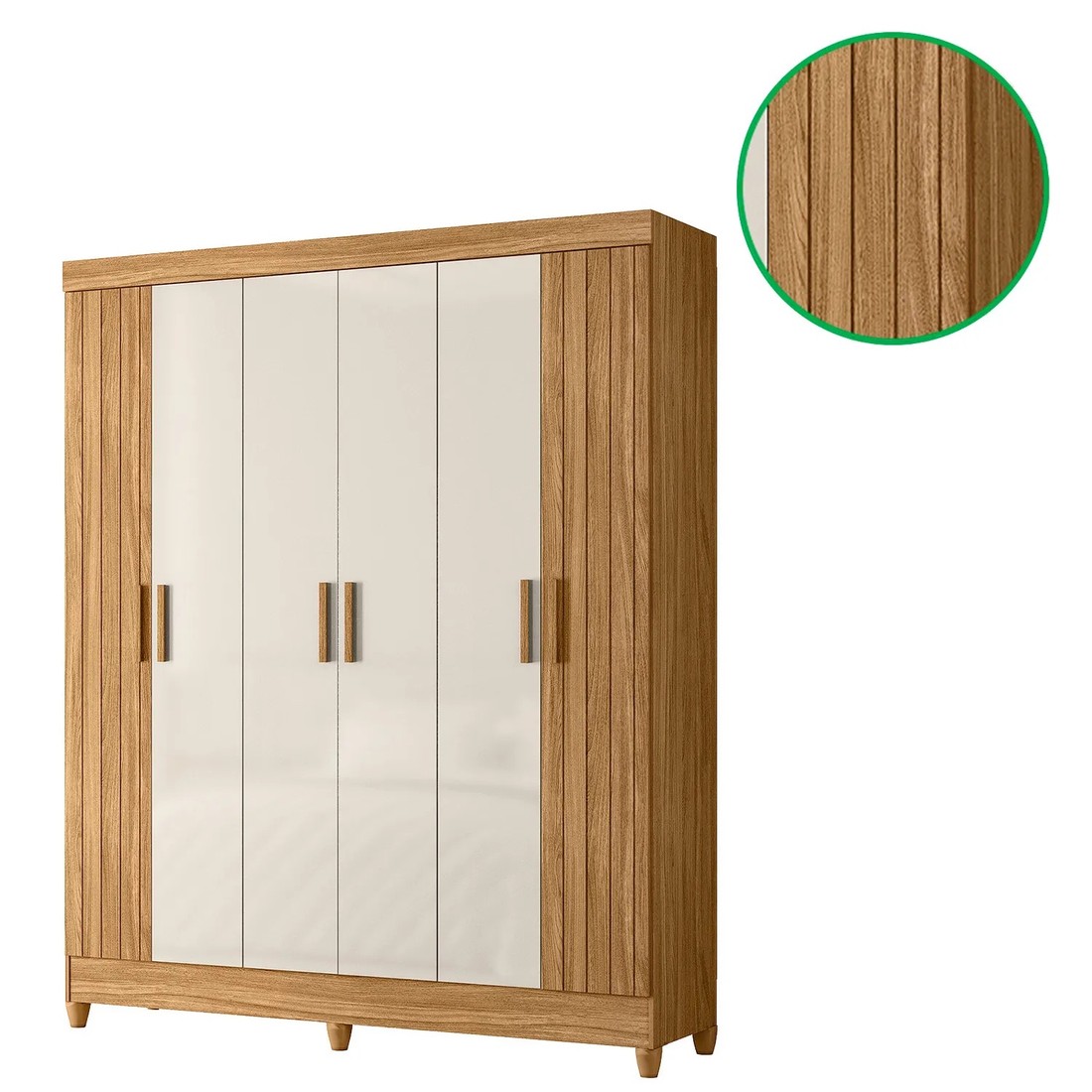 Guarda-Roupa 6 Portas 2 Gavetas Uruguai Freijó/Off White - Moval Móveis