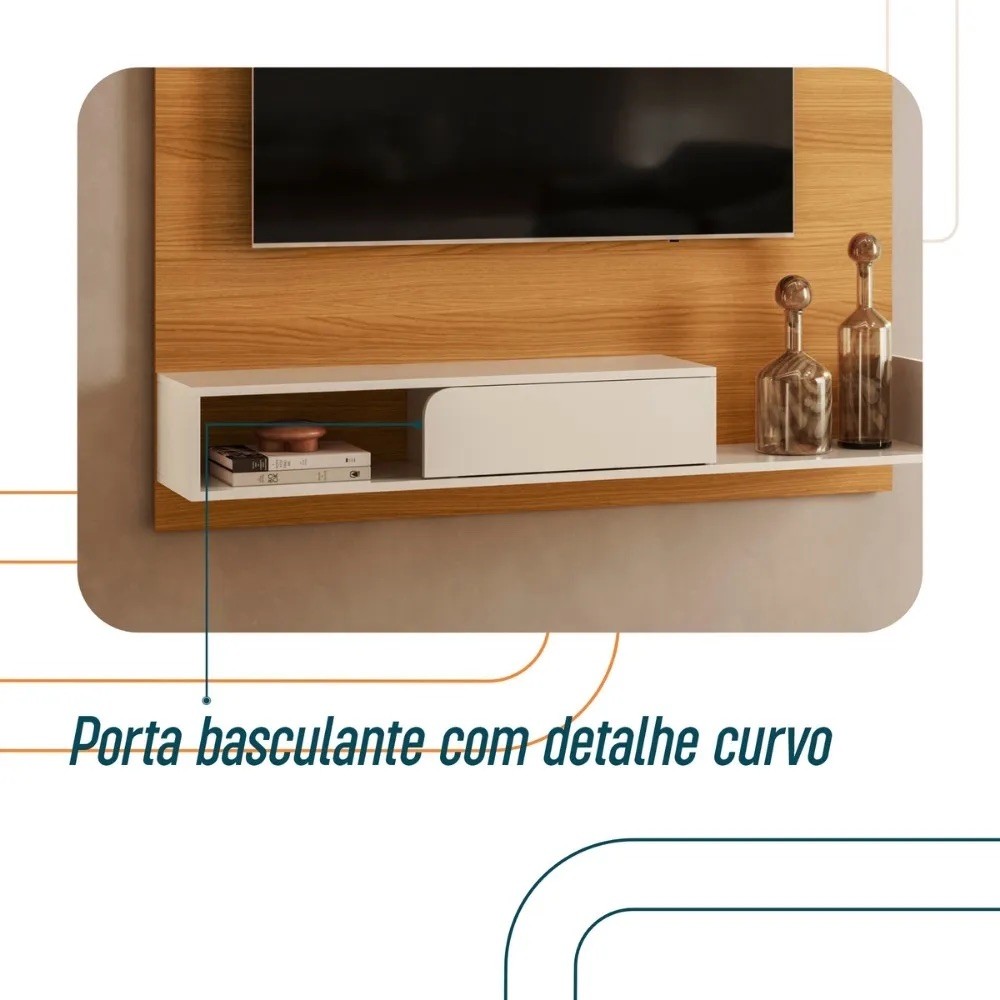 Painel para TV até 55 Polegadas Suspenso Evo 1.36 HB Móveis - Cinamomo/Off White Painel para TV até 55 Polegadas Suspenso Evo 1.36 HB Móveis - Cinamomo/Off White