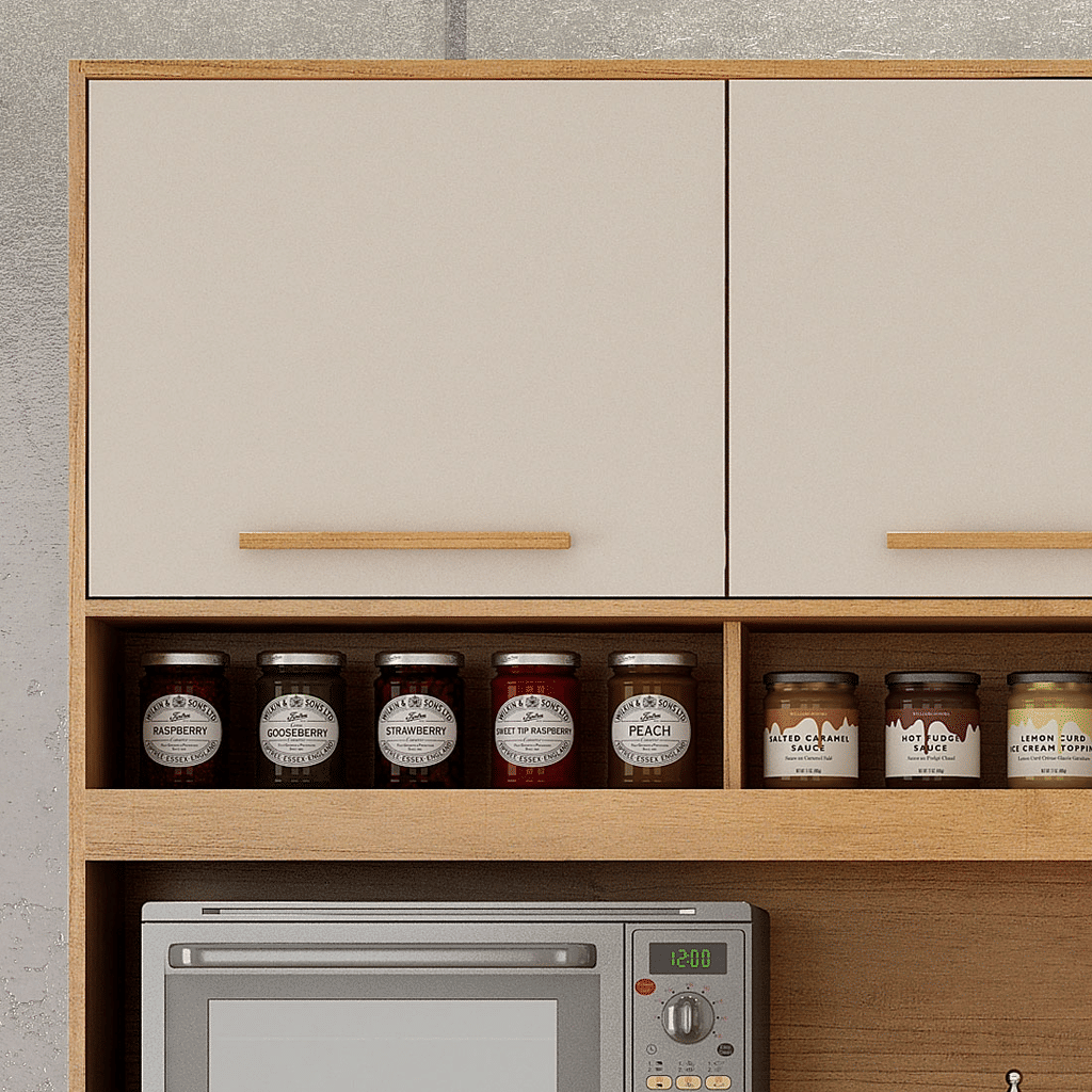 Armário de Cozinha Kit 7 Portas 2 Gavetas Valdemóveis Fortaleza Cinamomo/Off White Armário de Cozinha Kit 7 Portas 2 Gavetas Valdemóveis Fortaleza Cinamomo/Off White