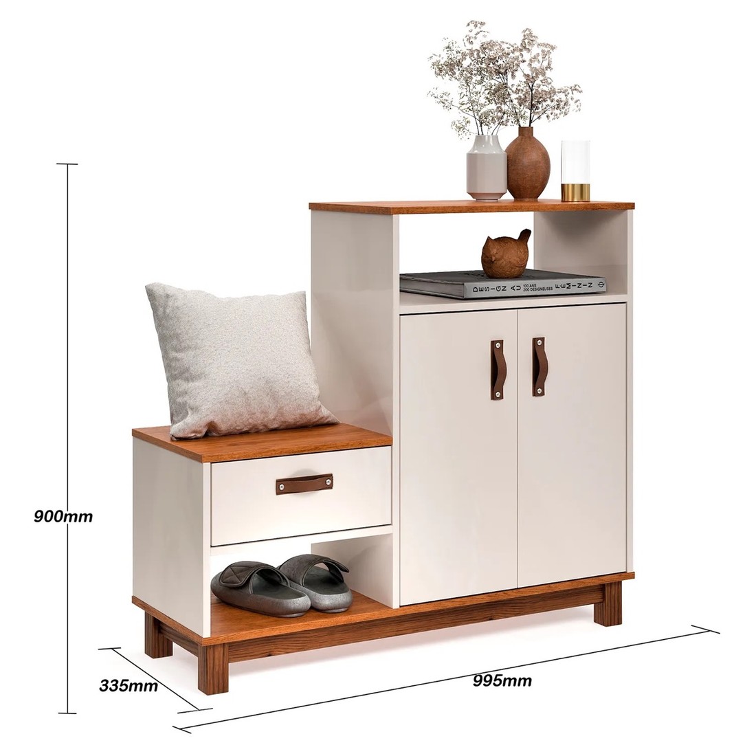 Armario Multiuso Sapateira EJ Móveis Organic 2 Portas e 1 Gaveta – Off White/Freijó Armario Multiuso Sapateira EJ Móveis Organic 2 Portas e 1 Gaveta – Off White/Freijó