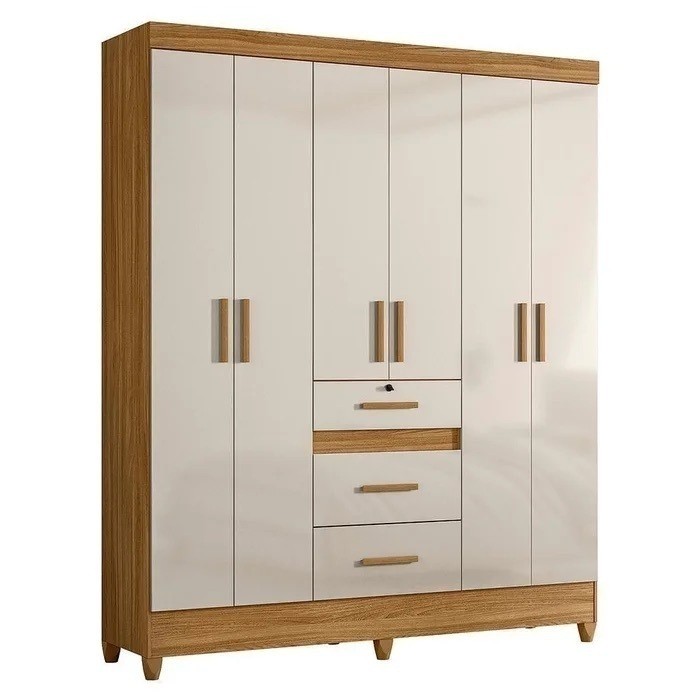 Guarda-Roupa Casal 6 Portas Itatiba Freijó/Off White Moval Guarda-Roupa Casal 6 Portas Itatiba Freijó/Off White Moval