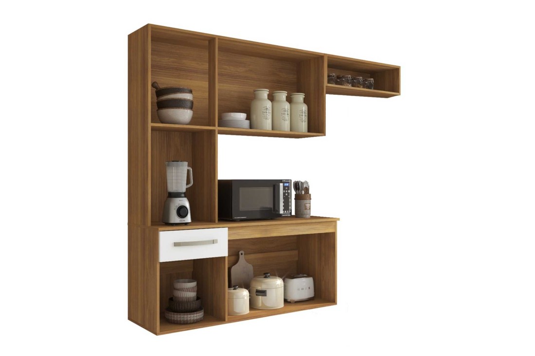 Cozinha Compacta Suspensa Completa Belíssima Freijo/Off White - Fiorello Cozinha Compacta Suspensa Completa Belíssima Freijo/Off White - Fiorello