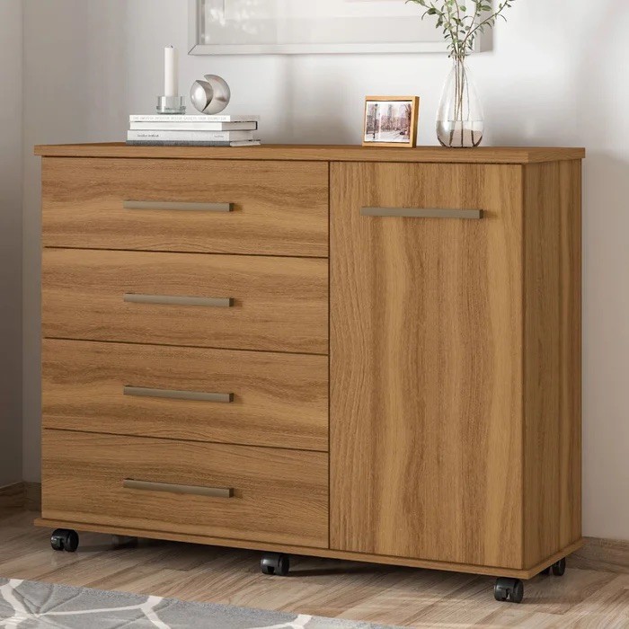 Cômoda Flora Demóbile 4 Gavetas e 1 Porta – Amendola Touch Cômoda Flora Demóbile 4 Gavetas e 1 Porta – Amendola Touch