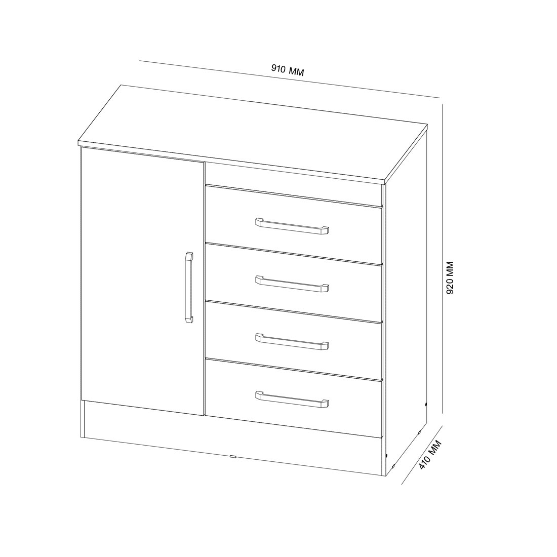 Cômoda Montevideu com 4 Gavetas e 1 Porta Demobile Branco/Branco/Rosa Cômoda Montevideu com 4 Gavetas e 1 Porta Demobile Branco/Branco/Rosa