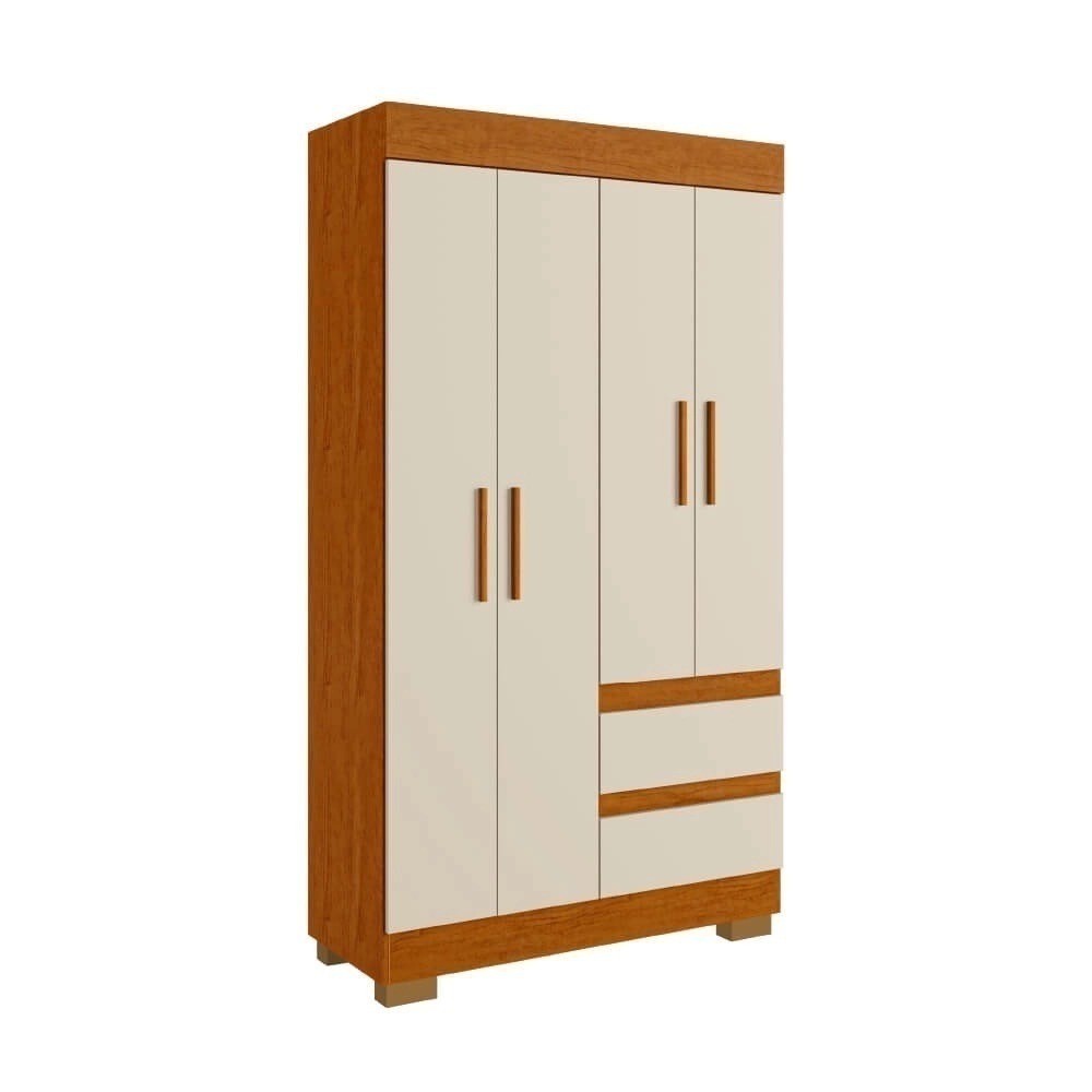 Guarda-Roupa Maya 4 Portas Cinamomo/Off White - Acp Móveis Guarda-Roupa Maya 4 Portas Cinamomo/Off White - Acp Móveis