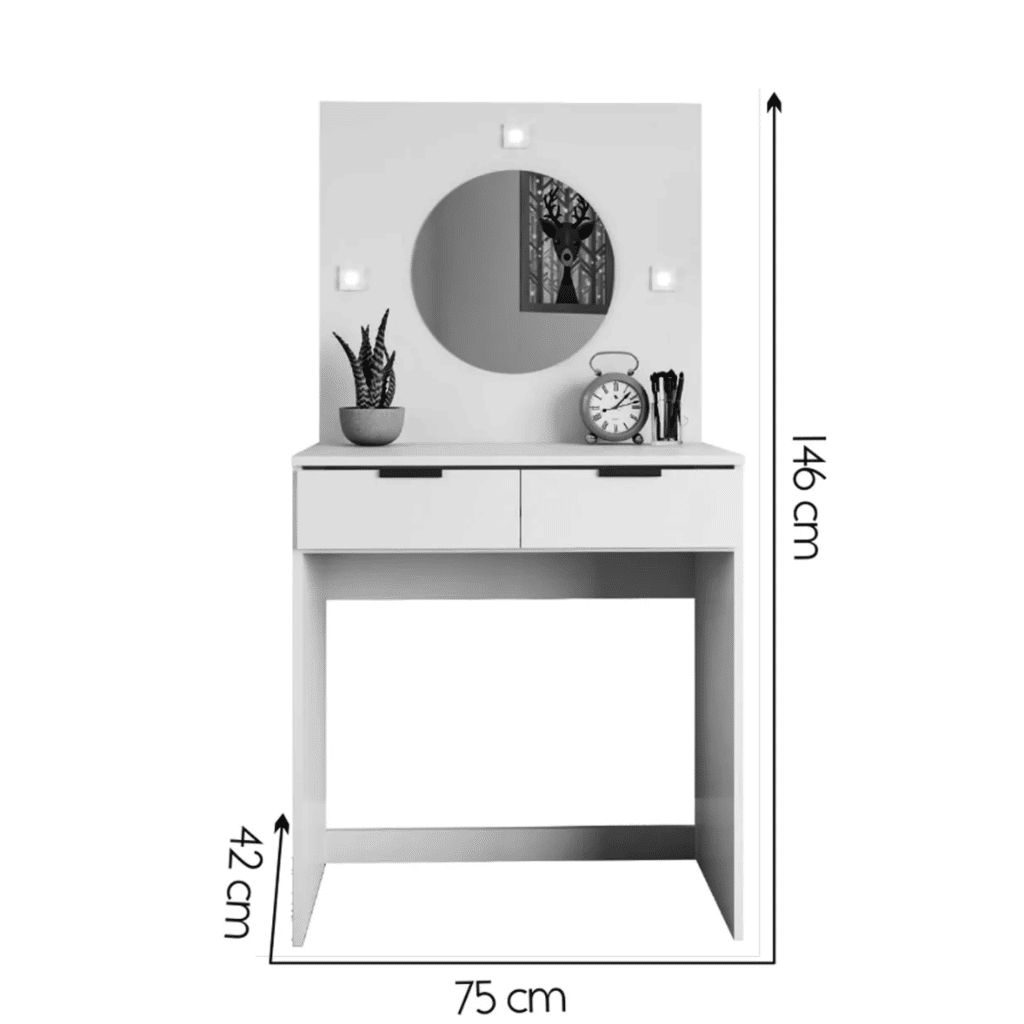 Penteadeira com Espelho e Led Melissa Branco Brilho Fiorello Penteadeira com Espelho e Led Melissa Branco Brilho Fiorello