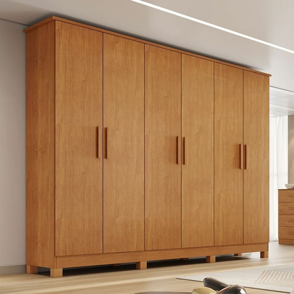 Guarda-Roupa Casal Em MDF 6 Portas Bianchi Nina Nature Guarda-Roupa Casal Em MDF 6 Portas Bianchi Nina Nature