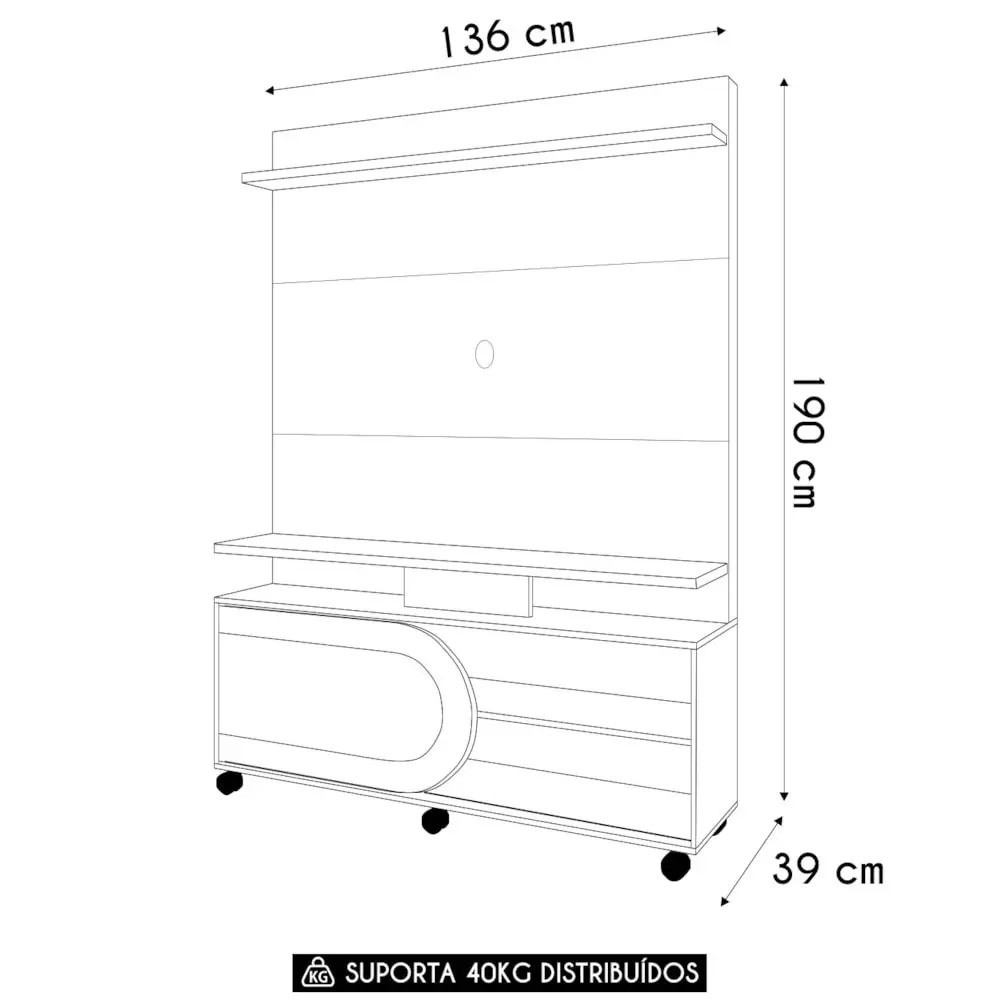 Estante Home TV 55 Polegadas HB Móveis Orbis Cinamomo/Off White