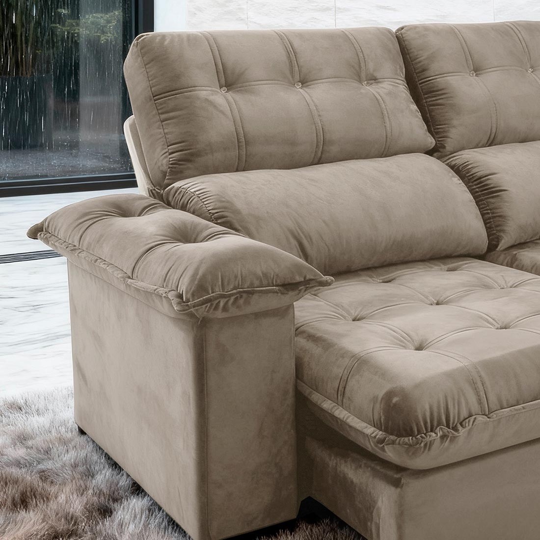 Sofá Retrátil Reclinável Mobi 230 Molas Ensacadas 230cm Bom Pastor - Veludo