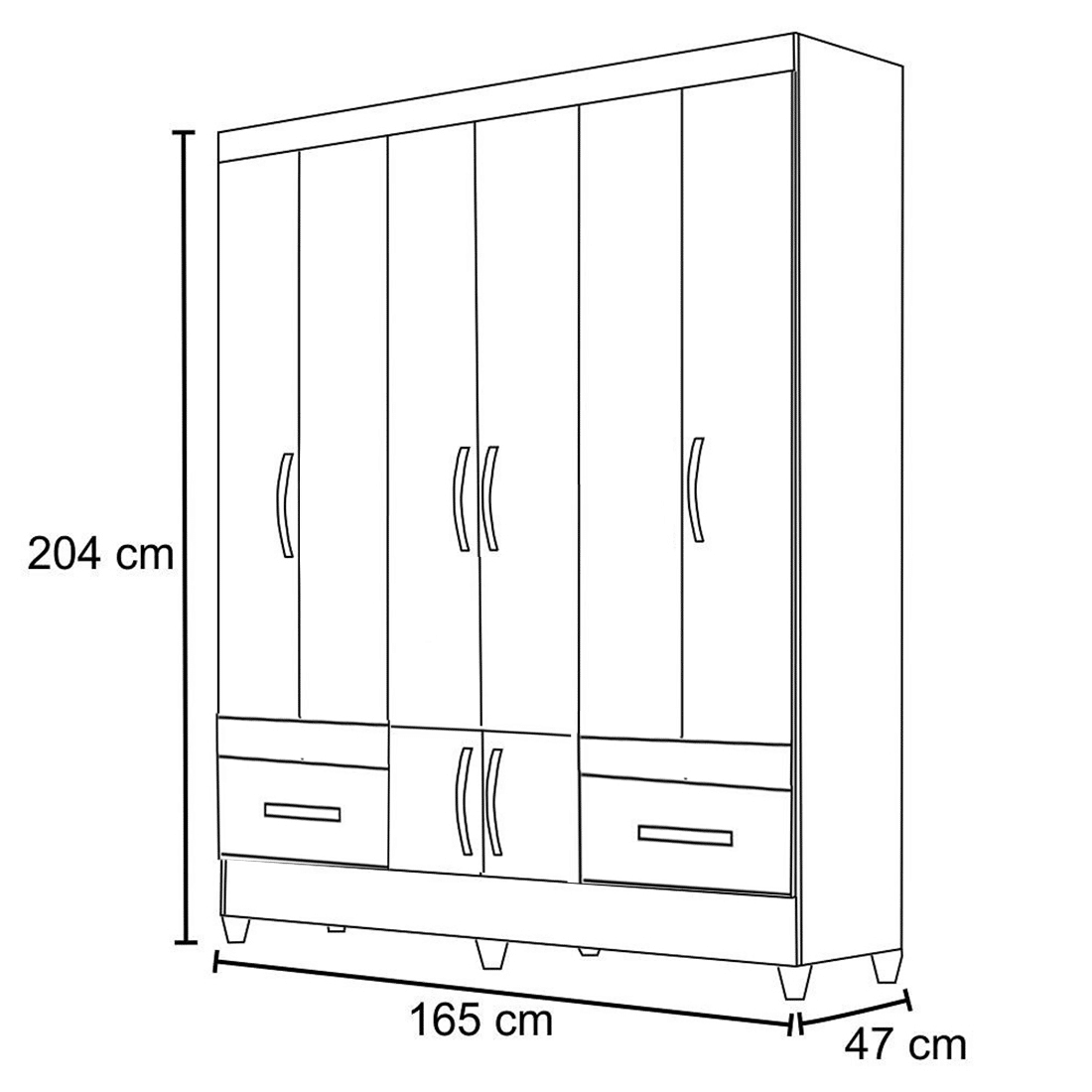 Guarda Roupa Solteiro MS912, 6 Portas Freijo/Off White - Moval
