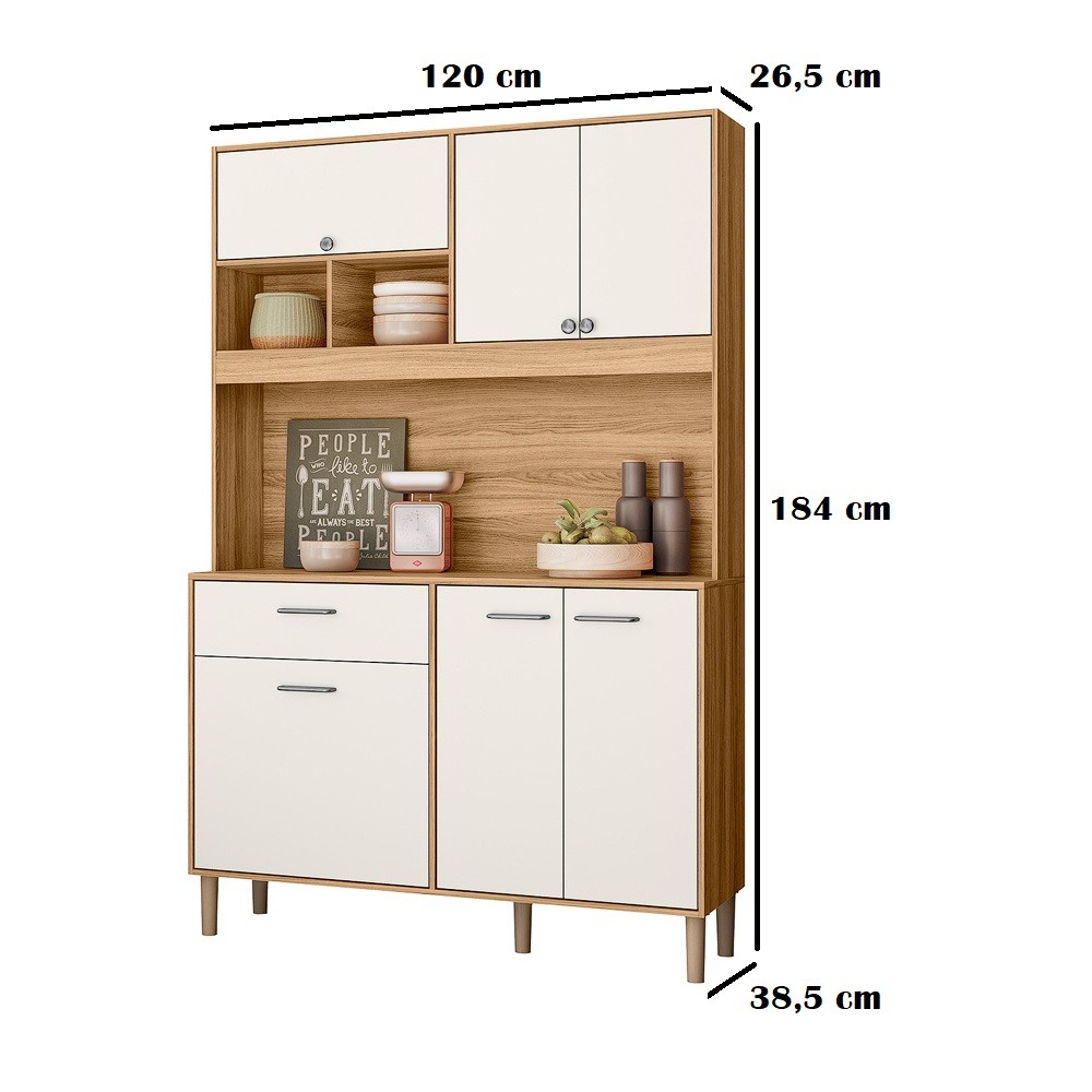 Kit Cozinha Nicioli Erva Doce 120cm 6 Portas 1 Gaveta Ipê Off White Cristal Kit Cozinha Nicioli Erva Doce 120cm 6 Portas 1 Gaveta Ipê Off White Cristal