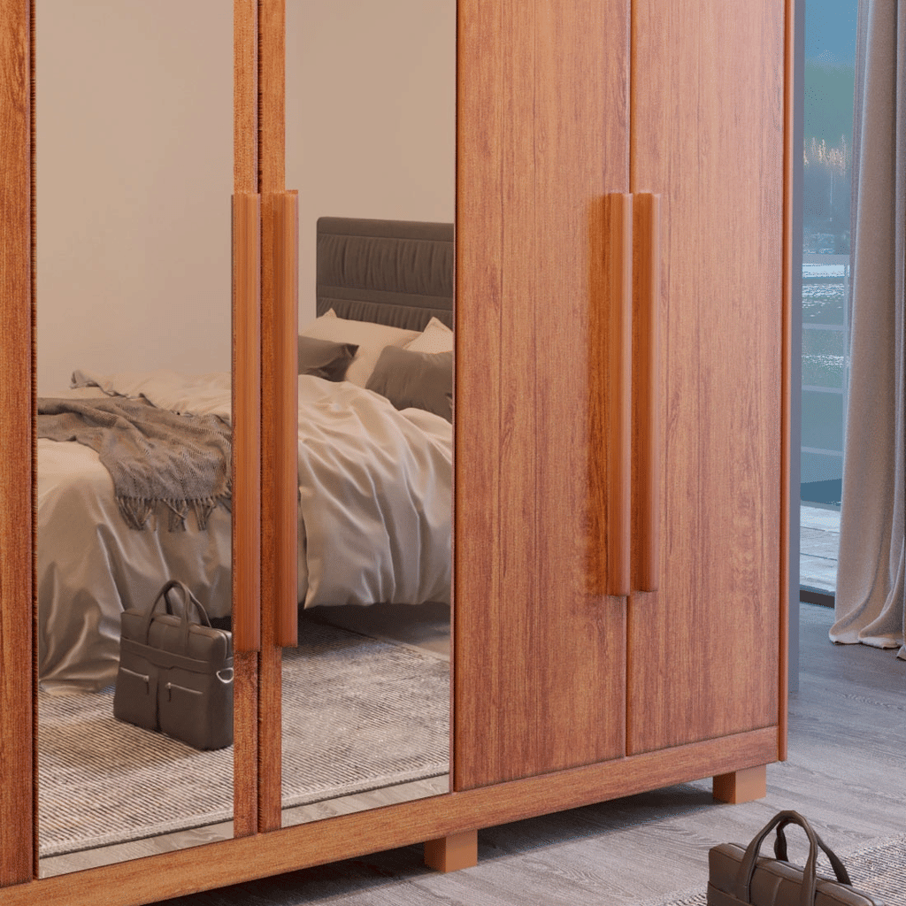 Guarda-Roupa Casal Com Espelho Em MDF 6 Portas Bom Pastor Primore Naturall Guarda-Roupa Casal Com Espelho Em MDF 6 Portas Bom Pastor Primore Naturall