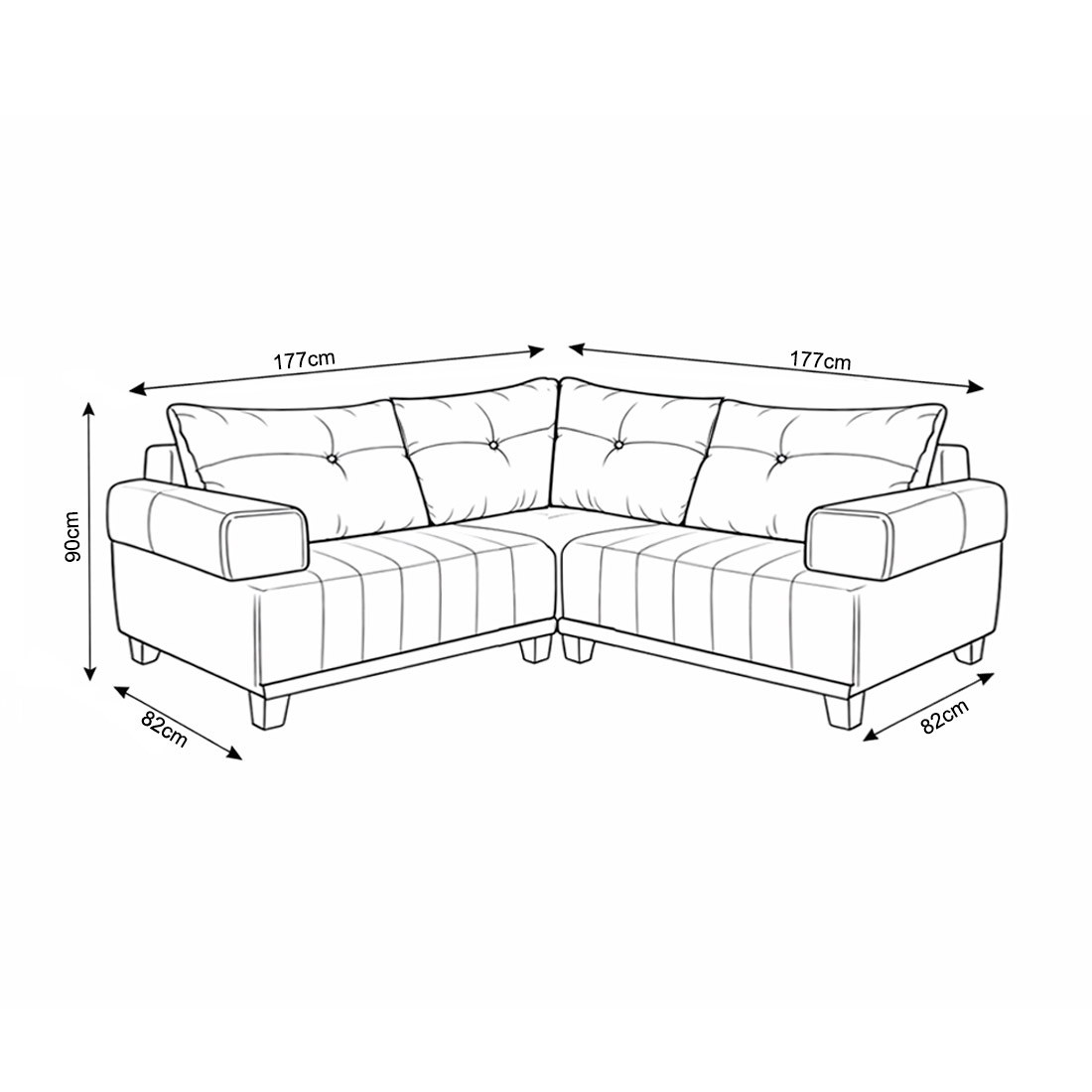 Sofá de Canto Sienna Plus 2 Lugares 177cm Bom Pastor - Bege