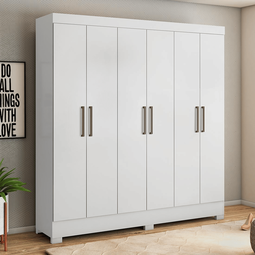 Guarda-Roupa Casal 6 Portas Pratico Branco - Demóbile