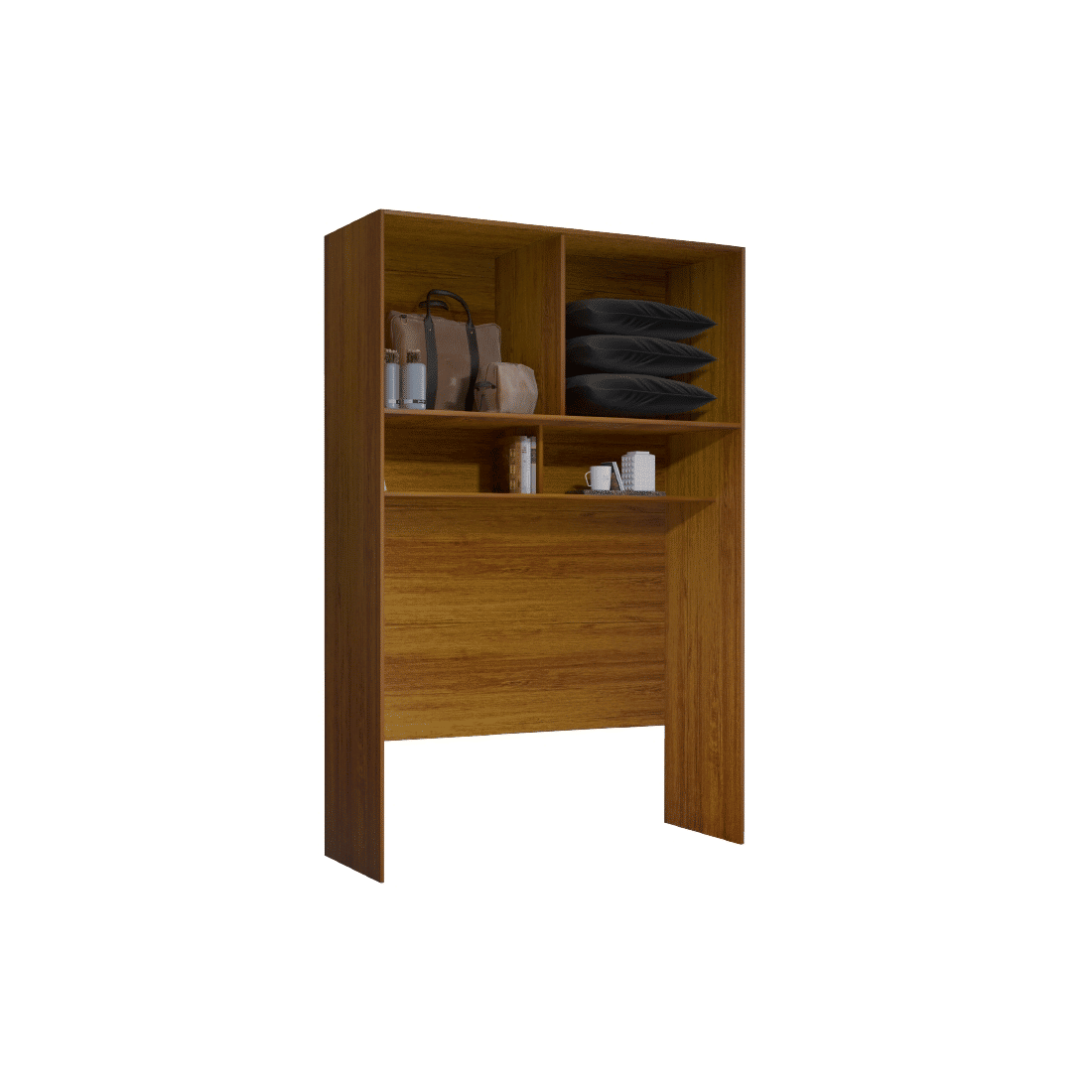 Modulo Guarda-Roupa Tivoli Aéreo com Cabeceira de Solteiro, 100% MDF Nature/Bege - Bom Pastor
