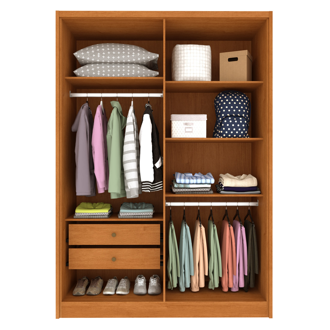 Guarda‑Roupa 4 Portas 2 Gavetas Dinamarca Cinamomo/Off White - Tcil Móveis Guarda‑Roupa 4 Portas 2 Gavetas Dinamarca Cinamomo/Off White - Tcil Móveis