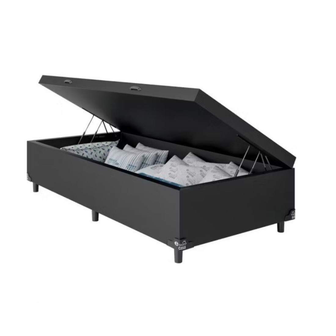 Base Bau Solteiro Ortolike Courino Preto 88x188X40 Base Bau Solteiro Ortolike Courino Preto 88x188X40