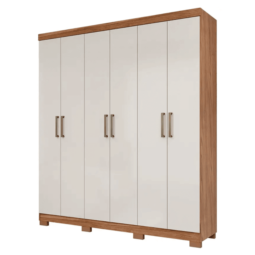 Guarda-Roupa Casal Em MDF 6 Portas Panan Milena Cinamomo/Off White Guarda-Roupa Casal Em MDF 6 Portas Panan Milena Cinamomo/Off White