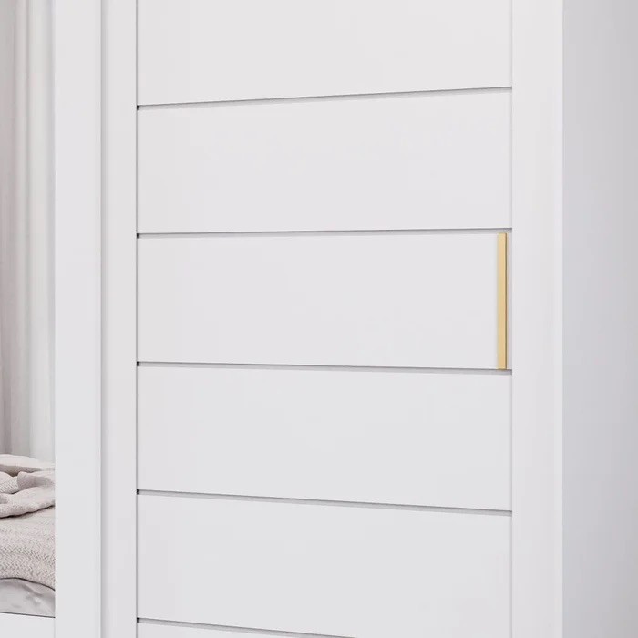 Guarda-Roupa Casal Com Espelho 2 Portas de Correr 100% MDF Panan Móveis Flora Branco Guarda-Roupa Casal Com Espelho 2 Portas de Correr 100% MDF Panan Móveis Flora Branco