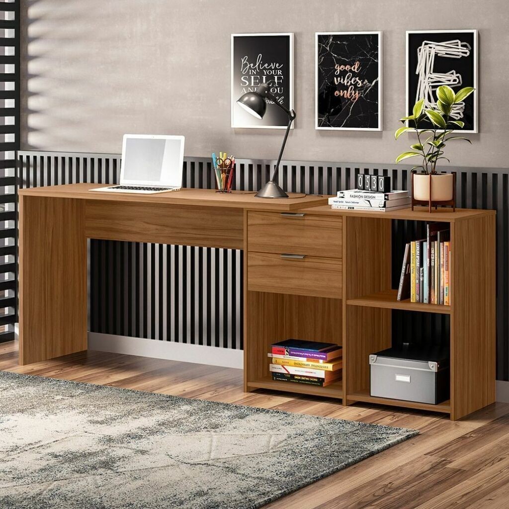 Mesa de Escritório Canto em L Articulada com 2 Gavetas Notável Oficce NT2060 Freijó Mesa de Escritório Canto em L Articulada com 2 Gavetas Notável Oficce NT2060 Freijó