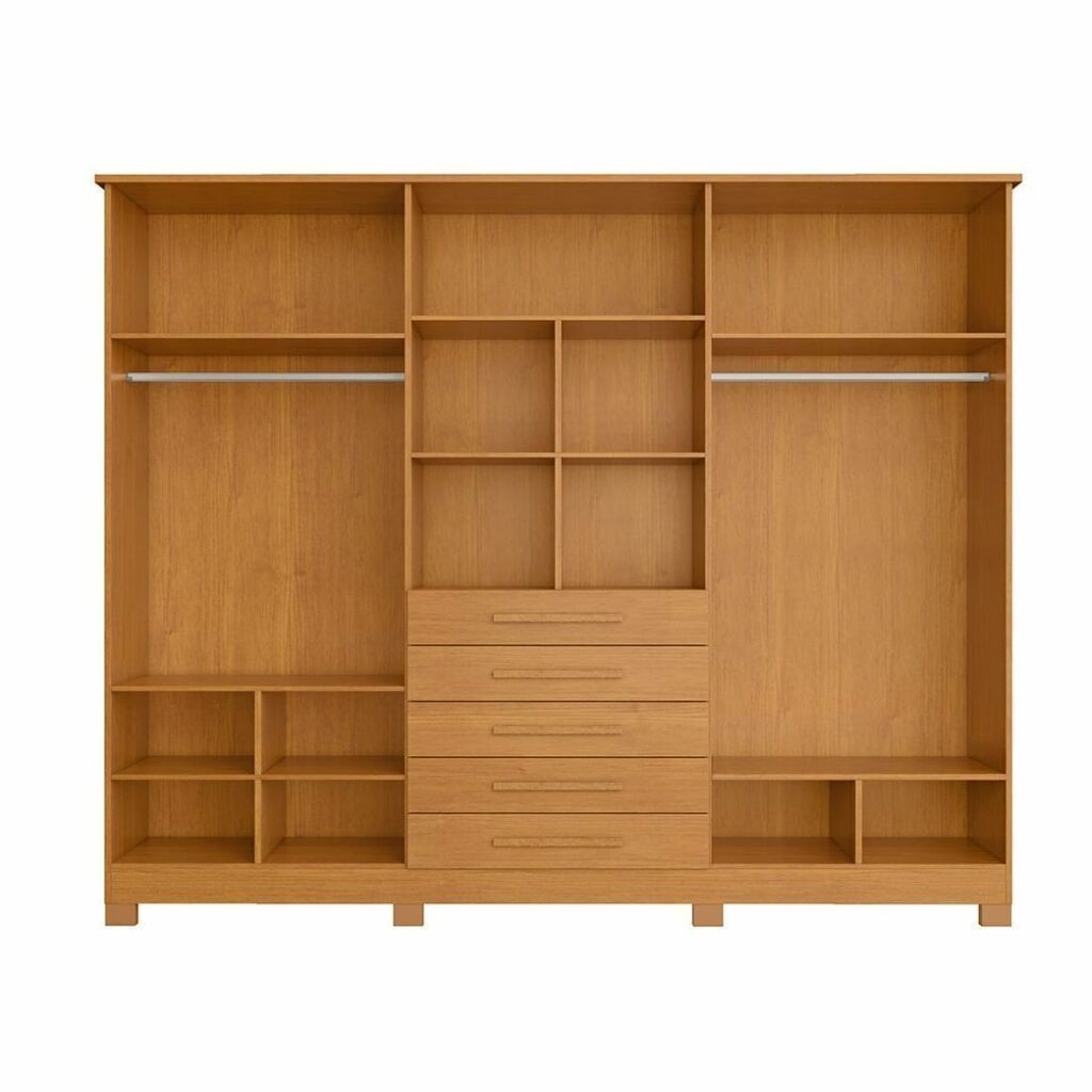 Guarda-Roupa Casal Com Espelho 6 Portas em MDF Bianchi Clara Nature Guarda-Roupa Casal Com Espelho 6 Portas em MDF Bianchi Clara Nature