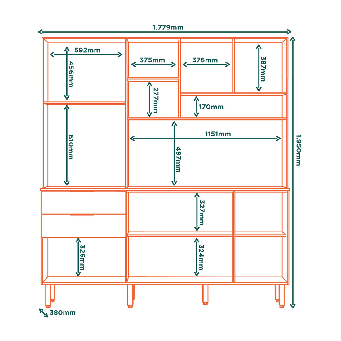 Armário Kit Cozinha Boreal 7 Portas 2 Gavetas Marrocos Off White – MX Móveis Armário Kit Cozinha Boreal 7 Portas 2 Gavetas Marrocos Off White – MX Móveis