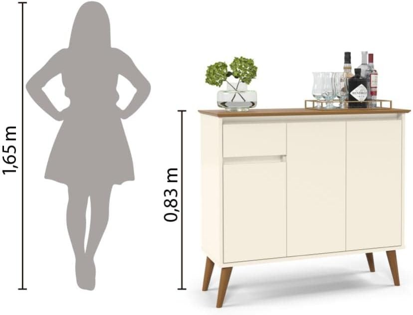 Buffet Veneza 3 Portas 1 Gaveta Off White Freijó – EJ Móveis