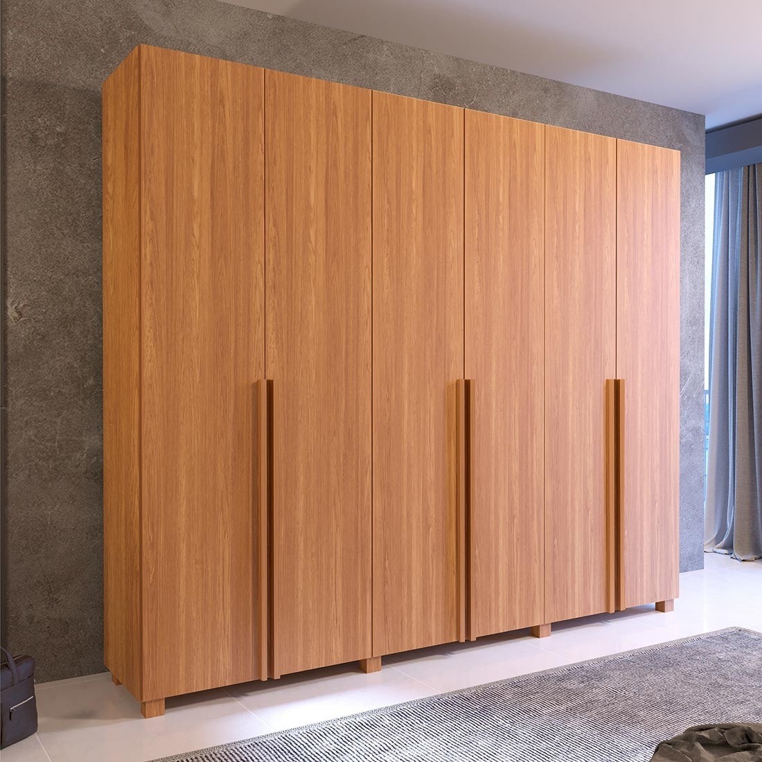 Guarda-roupa Casal 6 Portas 6 Gavetas Versati 242cm Bom Pastor - Nogal