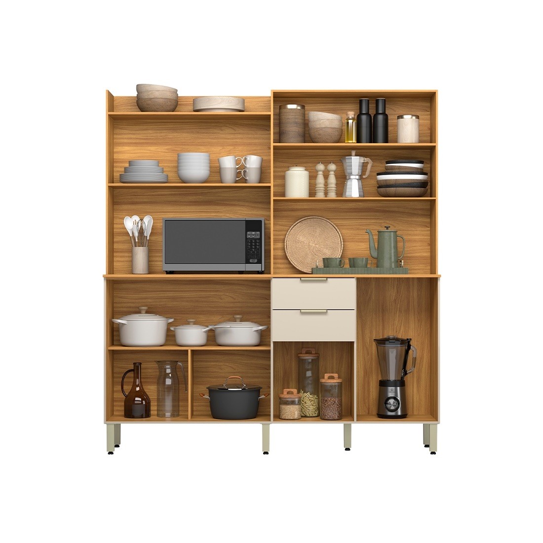 Kit Cozinha Compacta Pitaya 07 Portas e 2 Gavetas Demóbile - Cinamomo/Off White Kit Cozinha Compacta Pitaya 07 Portas e 2 Gavetas Demóbile - Cinamomo/Off White