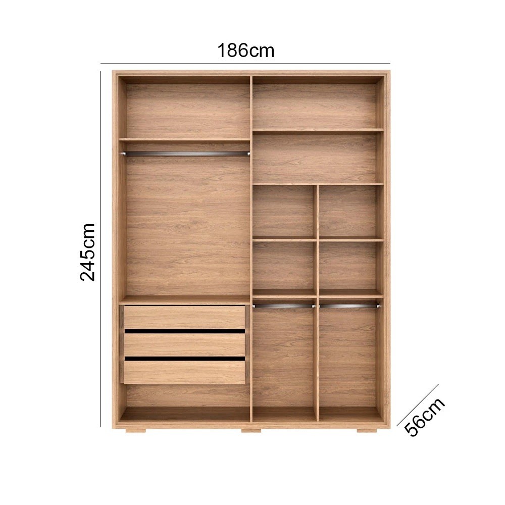 Guarda-roupa 100% MDF 4 Portas Abrir 3 Gavetas Robel Concept 1.8 Perfil - Hanover/Fendi