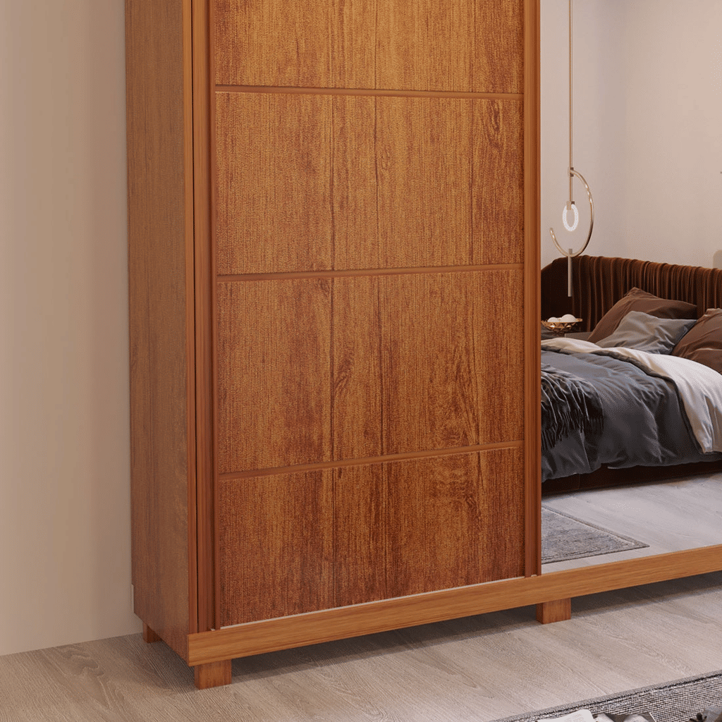 Guarda-Roupa Casal 3 Portas de correr Anna Euro 100% MDF com Espelho Naturall - Bom Pastor