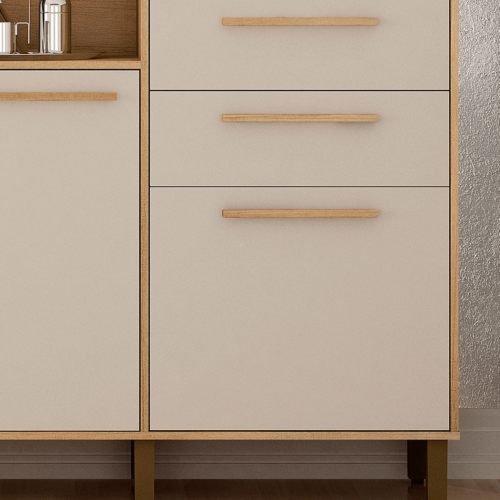 Armário de Cozinha Kit 7 Portas 2 Gavetas Valdemóveis Fortaleza Cinamomo/Off White Armário de Cozinha Kit 7 Portas 2 Gavetas Valdemóveis Fortaleza Cinamomo/Off White