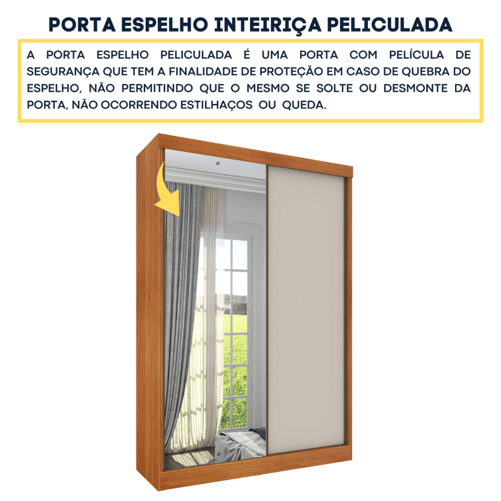 Guarda-Roupa Casal Com Espelho 2 Portas de Correr Tcil Móveis Roma Cinamomo/Off White Guarda-Roupa Casal Com Espelho 2 Portas de Correr Tcil Móveis Roma Cinamomo/Off White