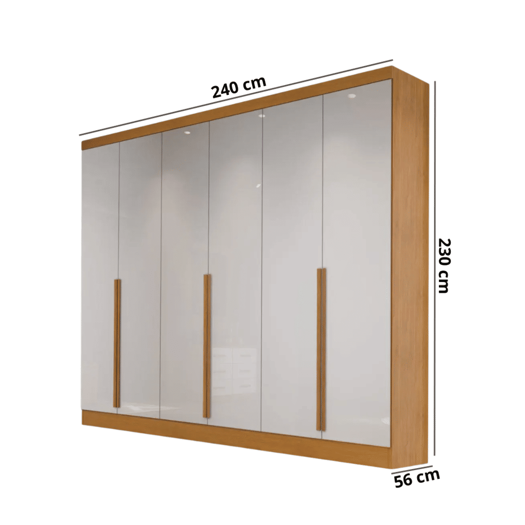 Guarda-Roupa Casal Curitiba 100% MDF 6 Portas Nature/Off White - Bianchi Móveis Guarda-Roupa Casal Curitiba 100% MDF 6 Portas Nature/Off White - Bianchi Móveis