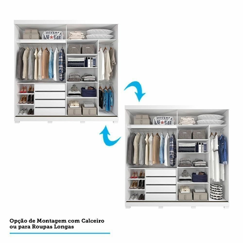 Guarda-Roupa Casal Com Espelho 2 Portas de Correr em MDF Panan Móveis Blumenau Branco Guarda-Roupa Casal Com Espelho 2 Portas de Correr em MDF Panan Móveis Blumenau Branco
