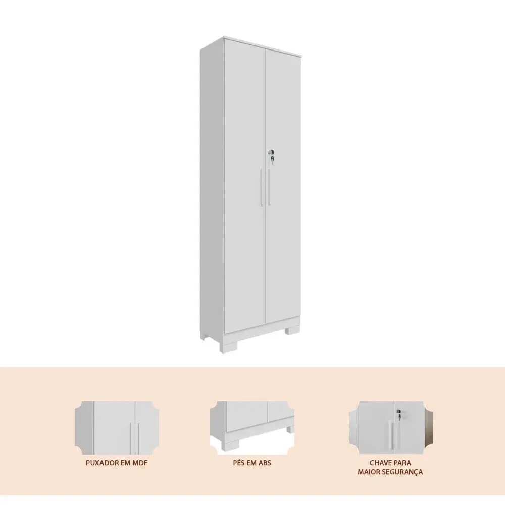 Armário Multiuso 2 Portas em MDF com Chave e Pés Ronipa Bordo Branco Armário Multiuso 2 Portas em MDF com Chave e Pés Ronipa Bordo Branco