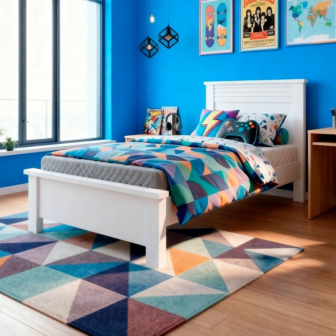 Cama Solteiro Sedan New Plus 100% MDF Painel Ripado Bom Pastor - Branco Cama Solteiro Sedan New Plus 100% MDF Painel Ripado Bom Pastor - Branco
