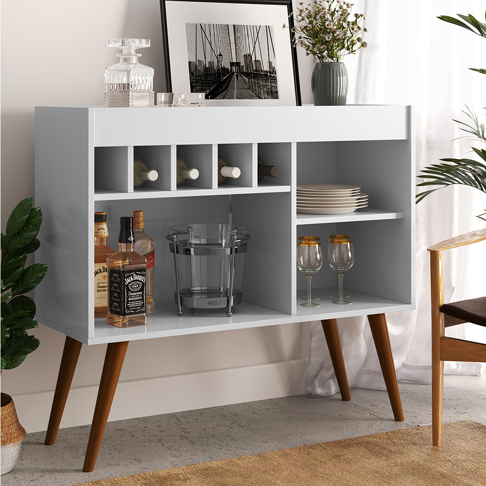 Aparador para Sala com Adega  EJ Móveis New Odin Branco Aparador para Sala com Adega  EJ Móveis New Odin Branco