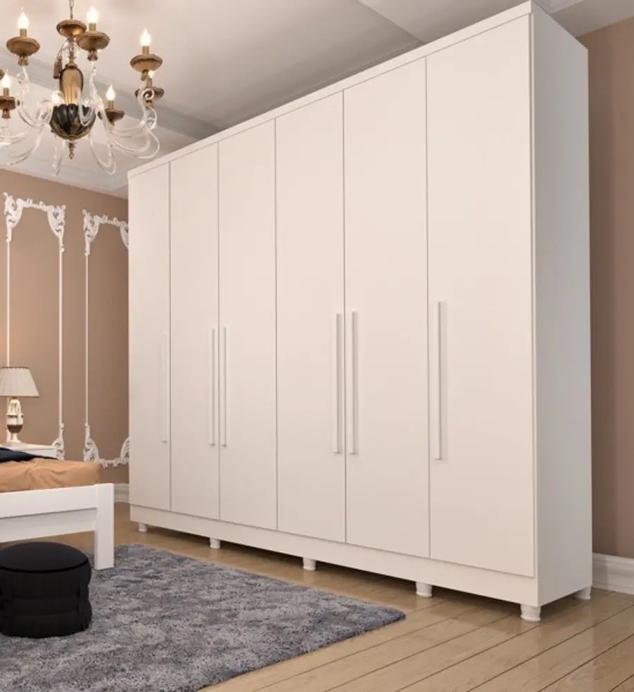 Guarda-Roupa Casal 6 Portas 4 Gavetas Tcil Móveis Veneza Branco Guarda-Roupa Casal 6 Portas 4 Gavetas Tcil Móveis Veneza Branco
