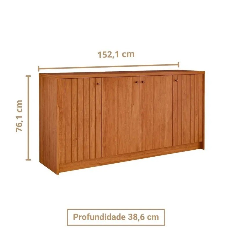 Buffet Lia Cimol 100% MDF 3 Prateleiras - Cinamomo Buffet Lia Cimol 100% MDF 3 Prateleiras - Cinamomo