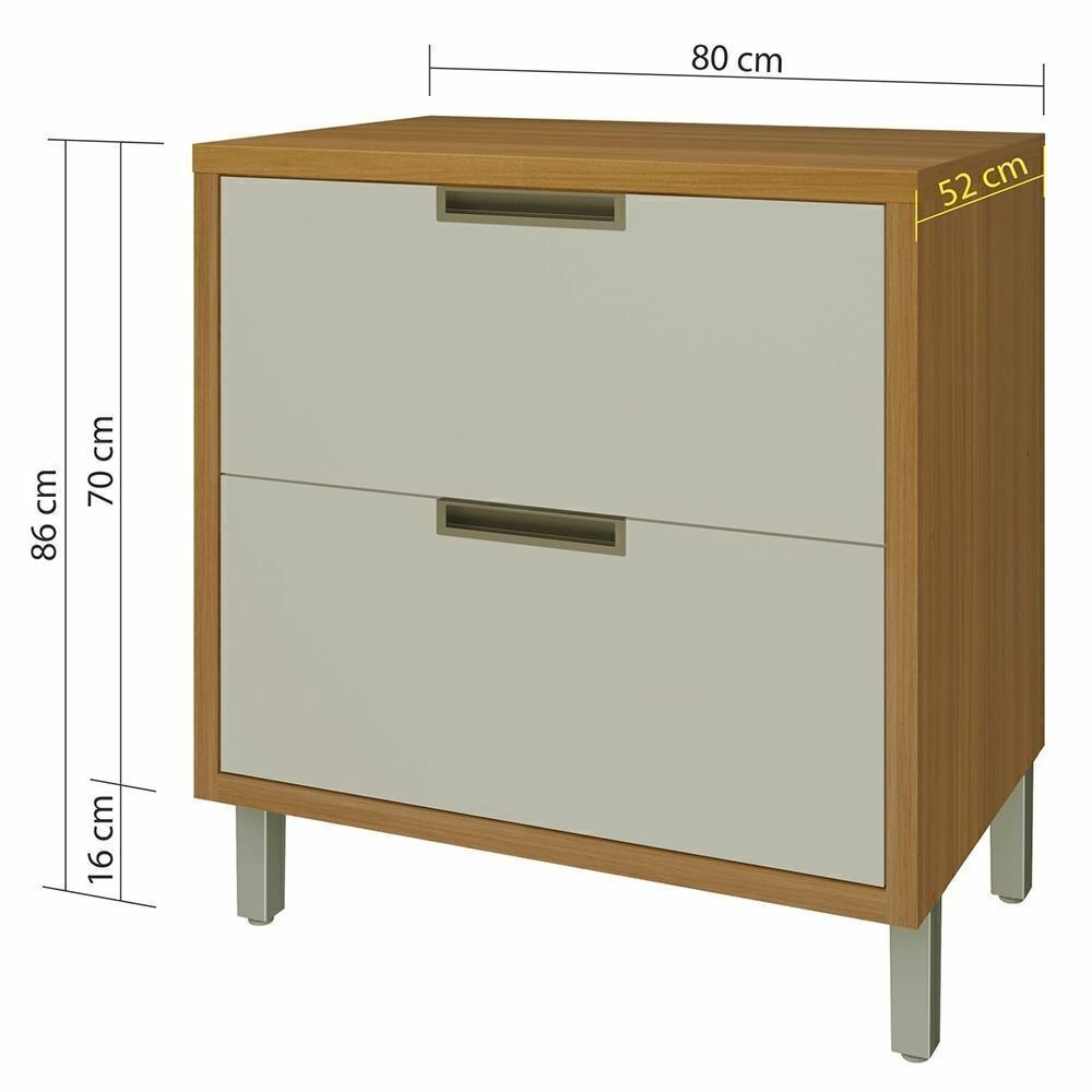 Balcão de Cozinha com Tampo Nesher 1 Porta 1 Gaveta Imperatriz 80cm Freijo / Off White Balcão de Cozinha com Tampo Nesher 1 Porta 1 Gaveta Imperatriz 80cm Freijo / Off White