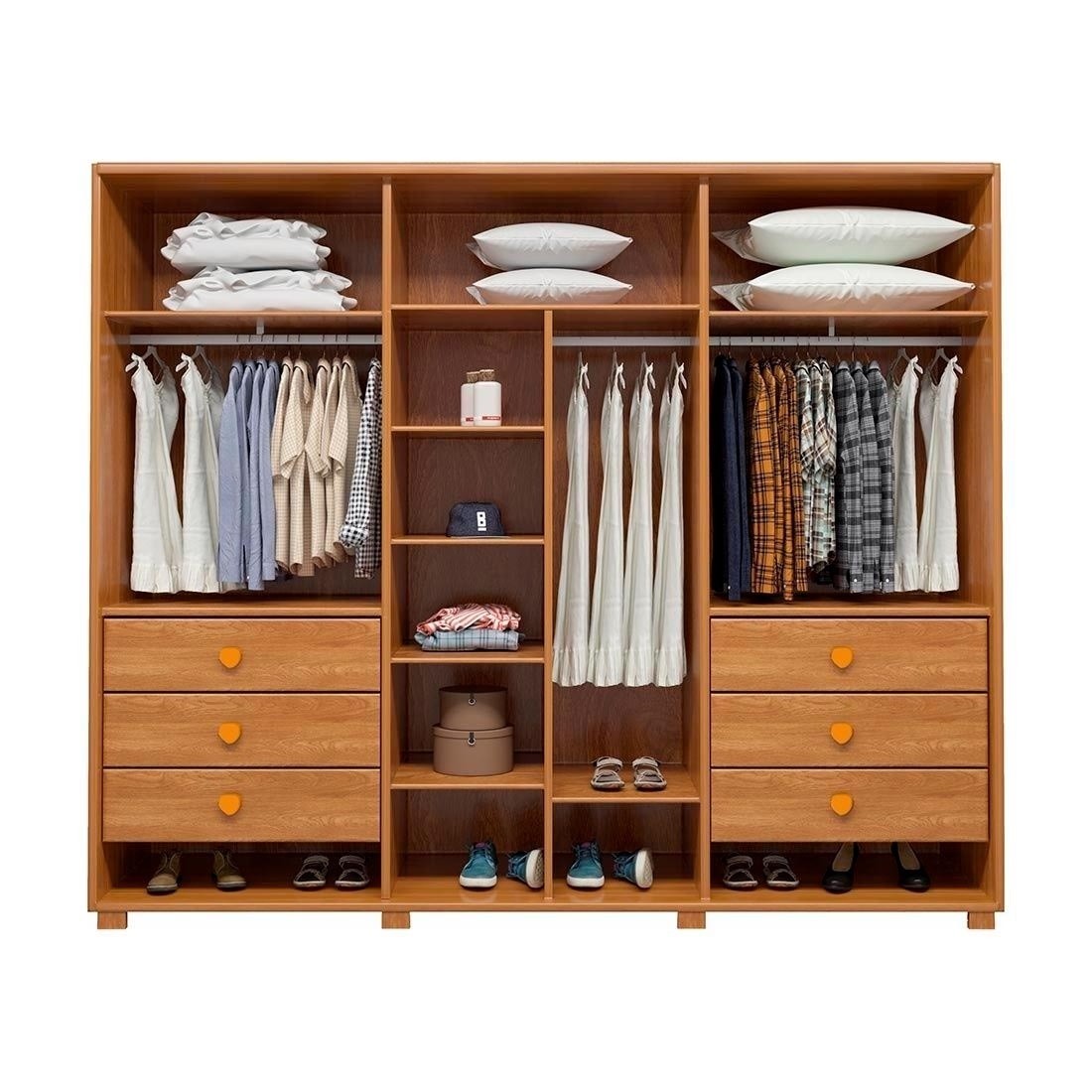 Guarda-roupa Casal 6 Portas 6 Gavetas Versati Bom Pastor 242cm - Nog/Beg