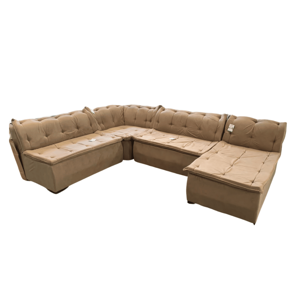 Sofá de Canto Malu com Chaise Fenix 4 Peças Castor