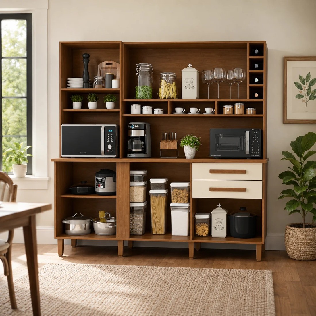 Cozinha Alexia 6 Portas 2 Gavetas 182cm Imop Móveis - Cinamomo/Arena
